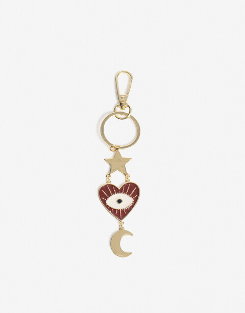 Llavero Metal Llavero Místico, Corazon, Estrella Y Luna. - Combinacion Tricolor