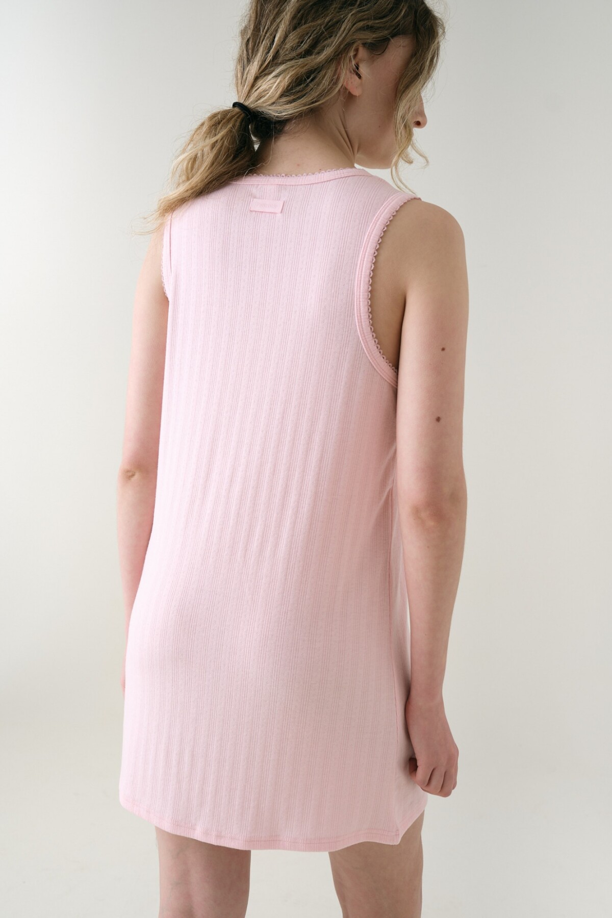 Camisón Sin Manga Pointelle Rosado