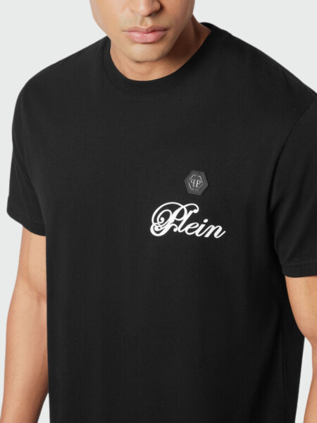 PHILIPP PLEIN - Camiseta estampada de cuello redondo con firma Negro
