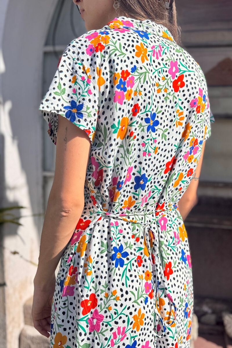 Vestido camisero largo Flores