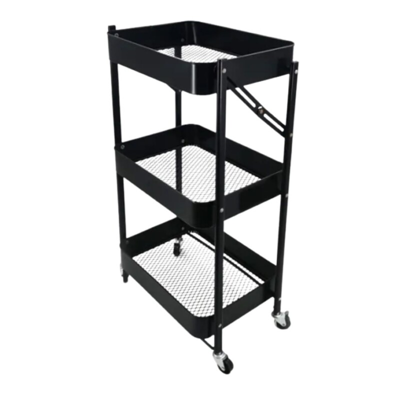 Organizador 3 Estantes Canastos C/Ruedas NEGRO Organizador 3 Estantes Canastos C/Ruedas NEGRO