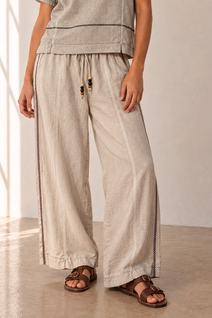 PANTALON LINO CRUZ BEIGE