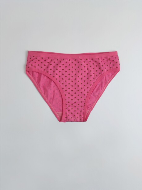 BIKINI ALGODÓN CON CORAZONES Fucsia