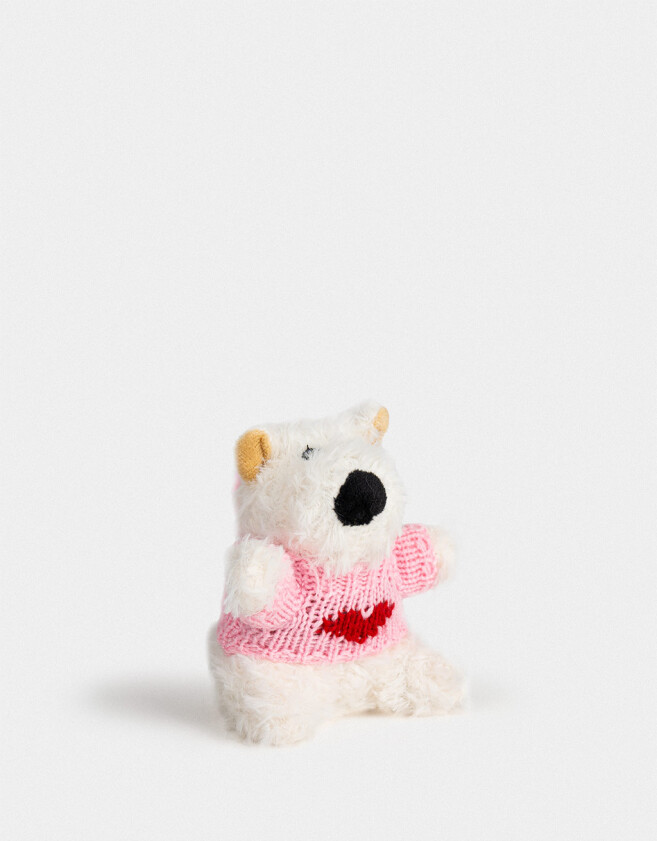 Llavero Peluche Llavero Y Charm De Perrito Con Sweater - Blanco Crema