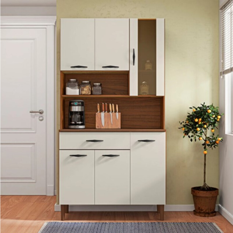 Cocina Golden 6 Puertas 1 Cajón Color Nogueira Off White Cocina Golden 6 Puertas 1 Cajón Color Nogueira Off White