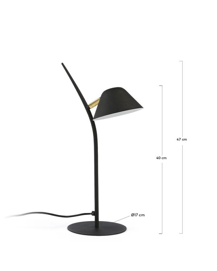Luminaria de sobremesa Aurelia de acero con acabado negro Luminaria de sobremesa Aurelia de acero con acabado negro