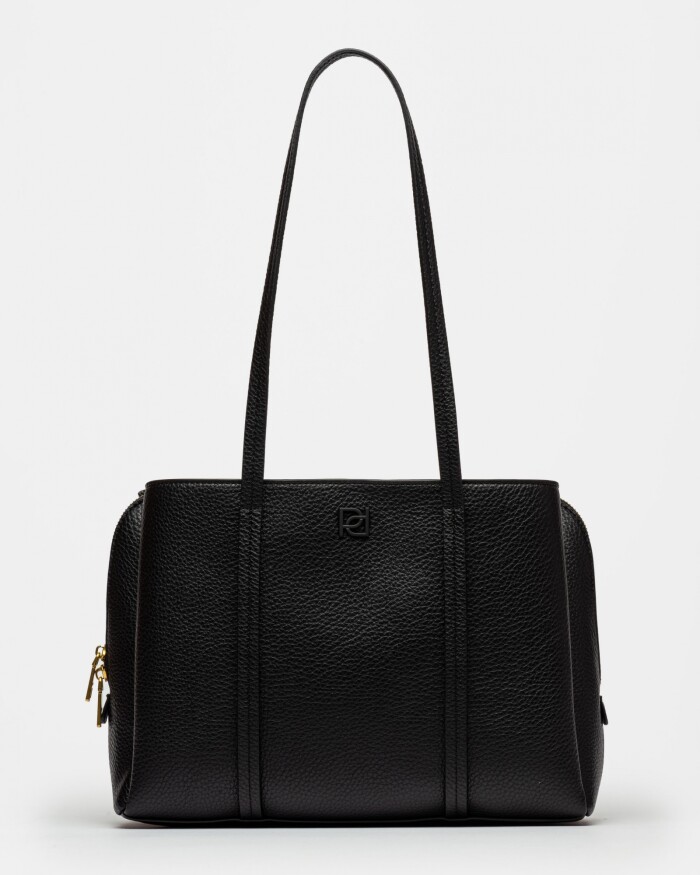 Cartera al Hombro Oslo en Efecto Cuero Graneado Negro