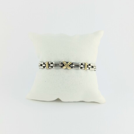 Pulsera de plata 925 con detalles en double de oro 18 ktes, Modelo Panter. Pulsera de plata 925 con detalles en double de oro 18 ktes, Modelo Panter.