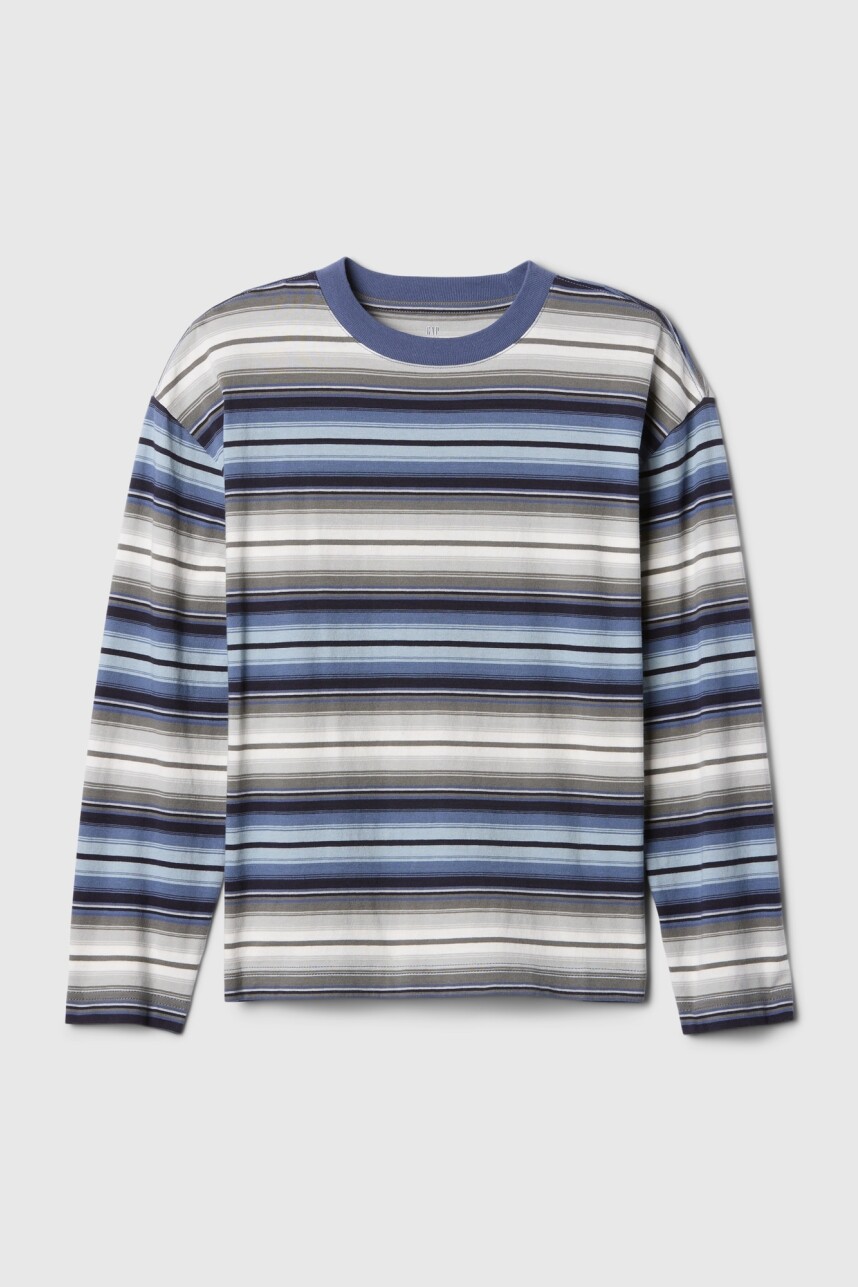 Remera A Rayas Manga Larga Niño Blue Stripe
