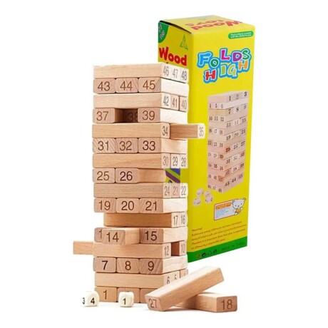 De Ingenio Torre de Madera Jenga Clásico con Números 001