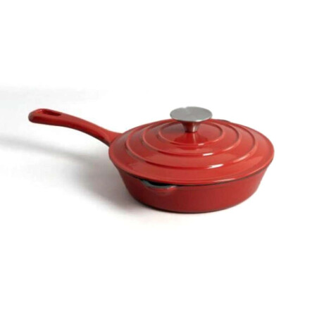 Sarten De Hierro Esmaltada Roja C/tapa 20cm Volf Rojo