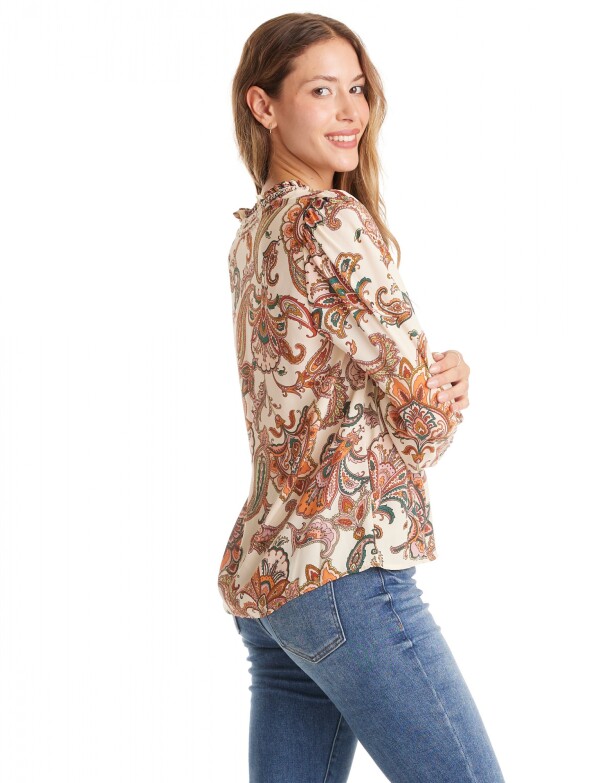 Blusa Gasa Arabescos MULTI/BEIGE