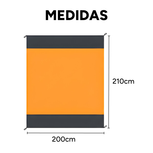 Manta Playa Picnic Camping Tela Oxford 210 X 200 Cm + Bolso Color Naranja