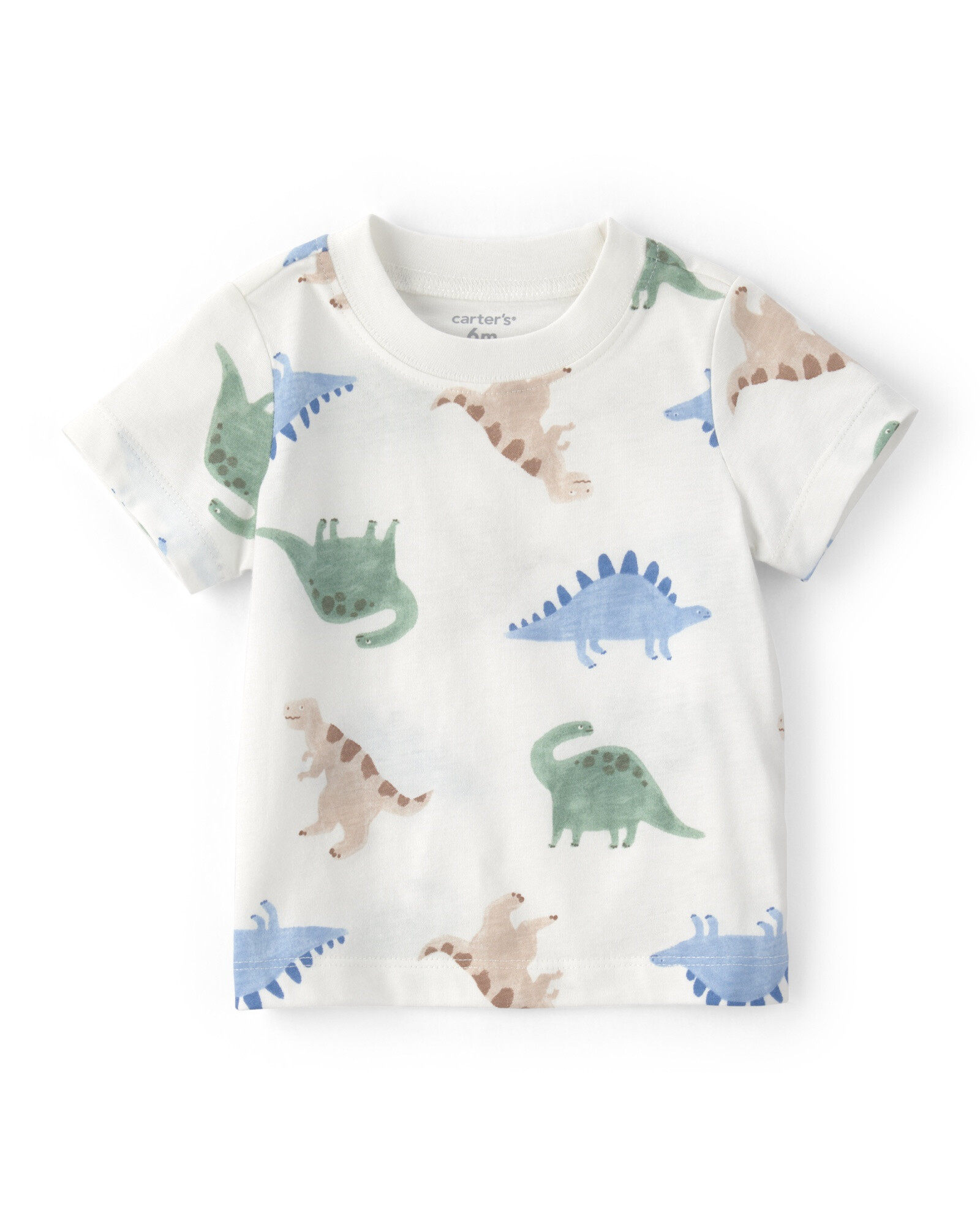 Set dos piezas de algodón, enterito corto verde y remera, diseño dinos Sin color