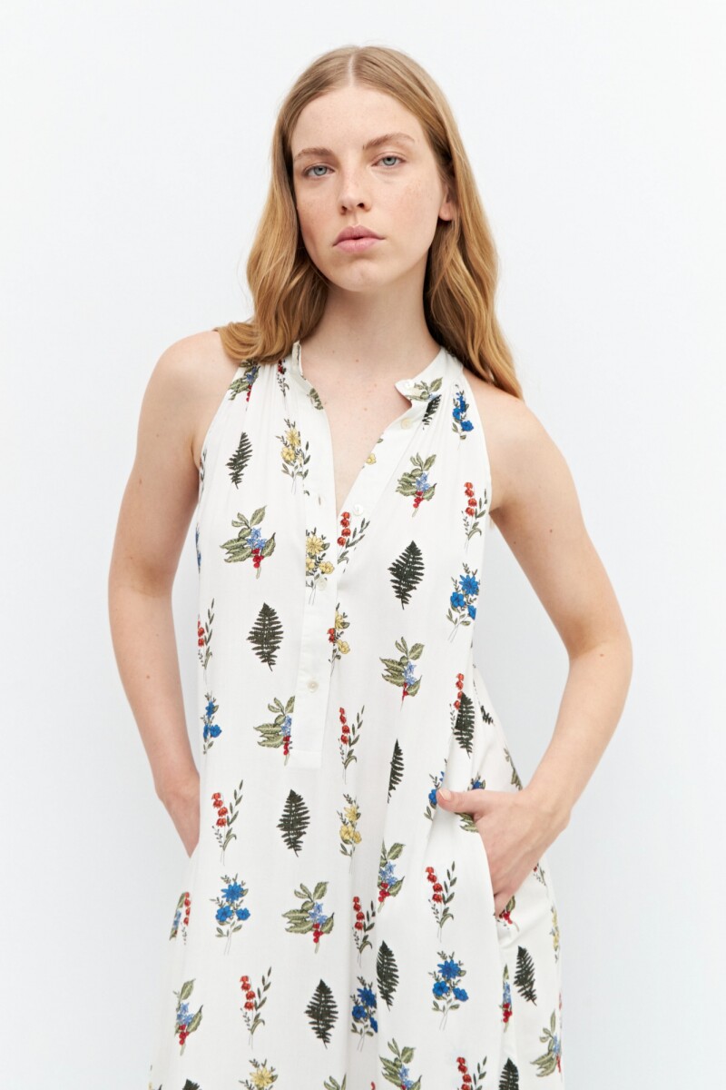 Maxi vestido halter estampado multicolor
