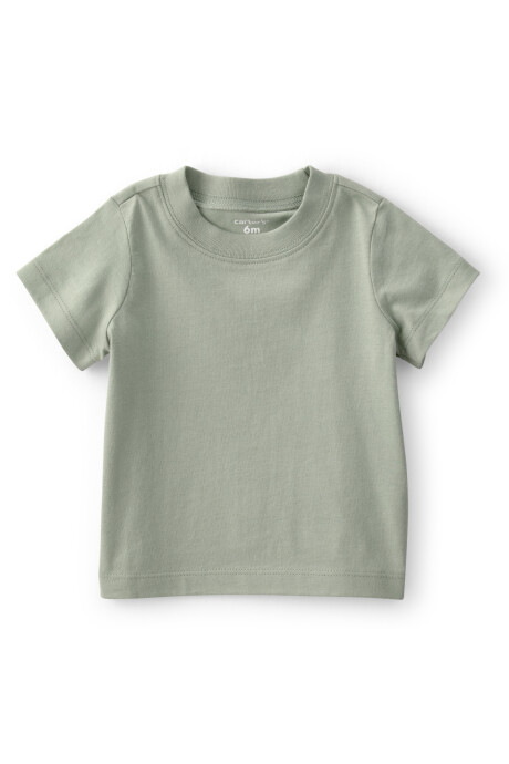 Set dos piezas de algodón, enterito corto y remera, diseño a rayas, verde Set dos piezas de algodón, enterito corto y remera, diseño a rayas, verde