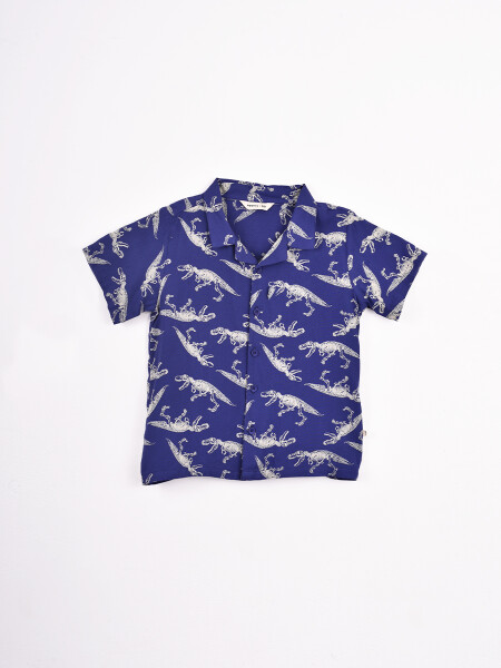 CAMISA M/C ESTAMPADA AZUL OSCURO