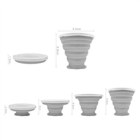 Vaso de silicona plegable con tapa Gris
