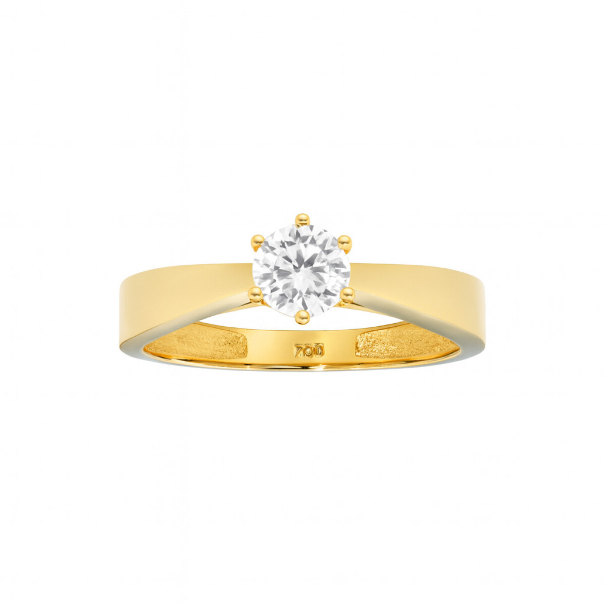 Anillo Solitario De Oro 18k Con Circonia Central 