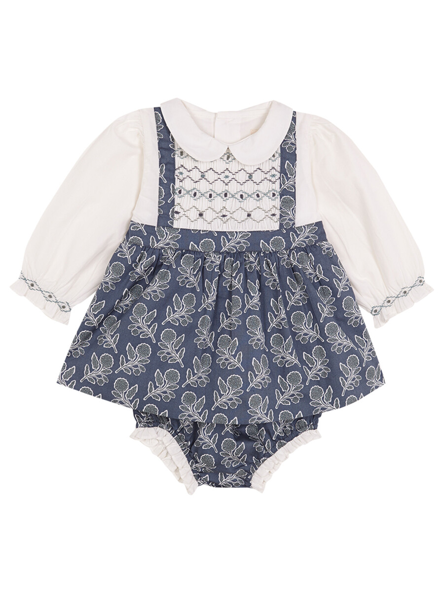 Vestido Efecto Pichi Azul Pato