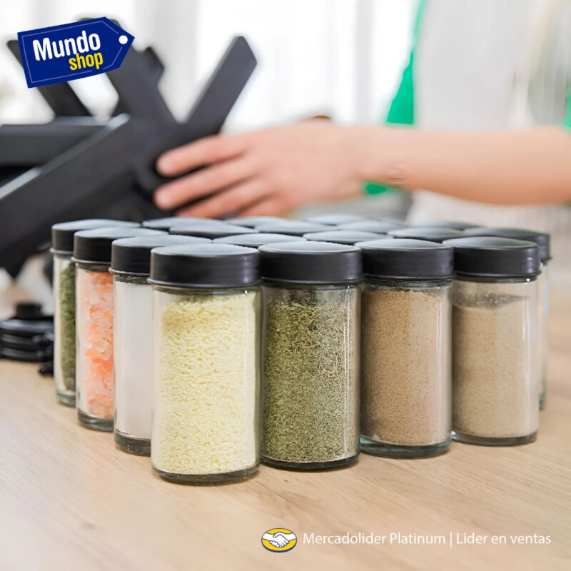 Especiero Condimento Giratorio 360 Capacidad 18 Piezas Negro