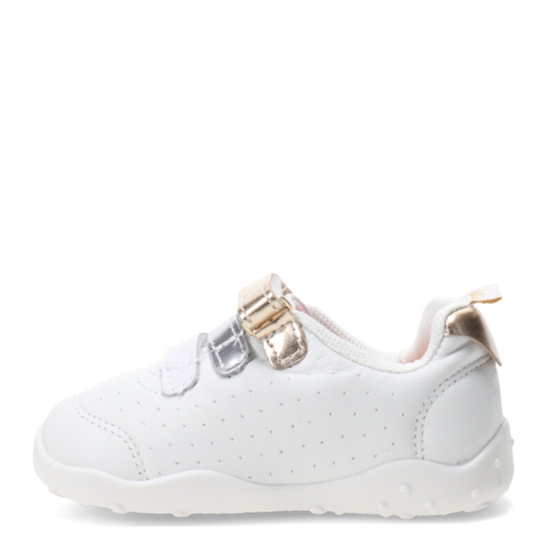 Championes Infantiles Bibi Fisioflex c/Velcros Blanco - Dorado - Plateado