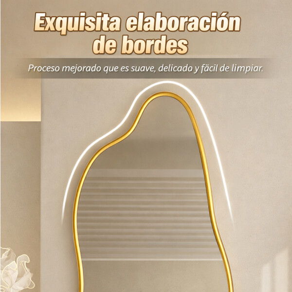 Espejo Irregular Pared Cuerpo Entero 50 X 160 Cm DORADO