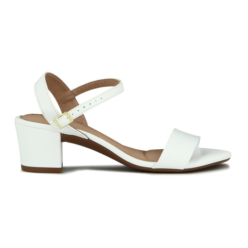 Beira Rio Sandalia Casual Taco Medio C/ Broche Blanco