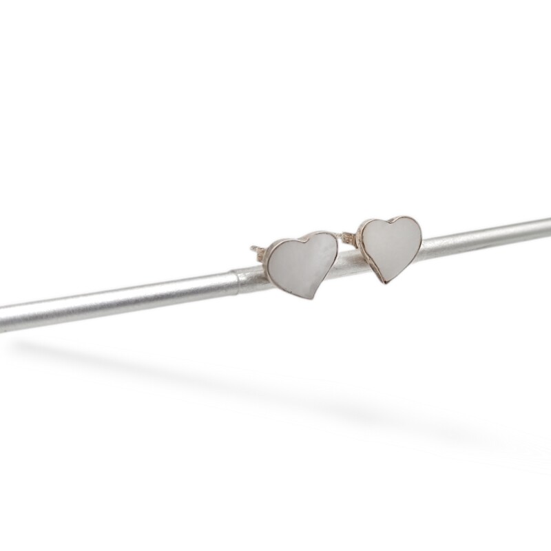 Caravana Corazón Nácar-Plata 925-Piedra Nácar-CA3097 conpiedra