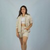 Camisa Dama 3/4 Lino Off White