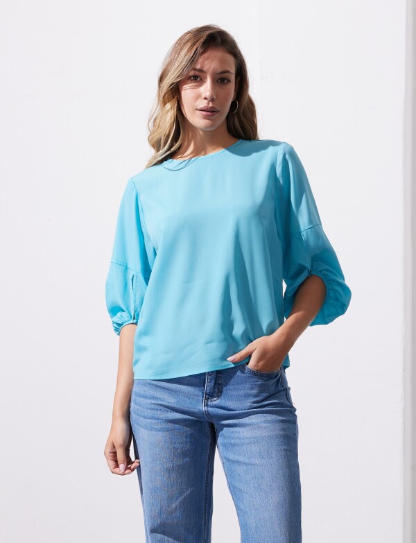 Blusa Manga Balloon CELESTE