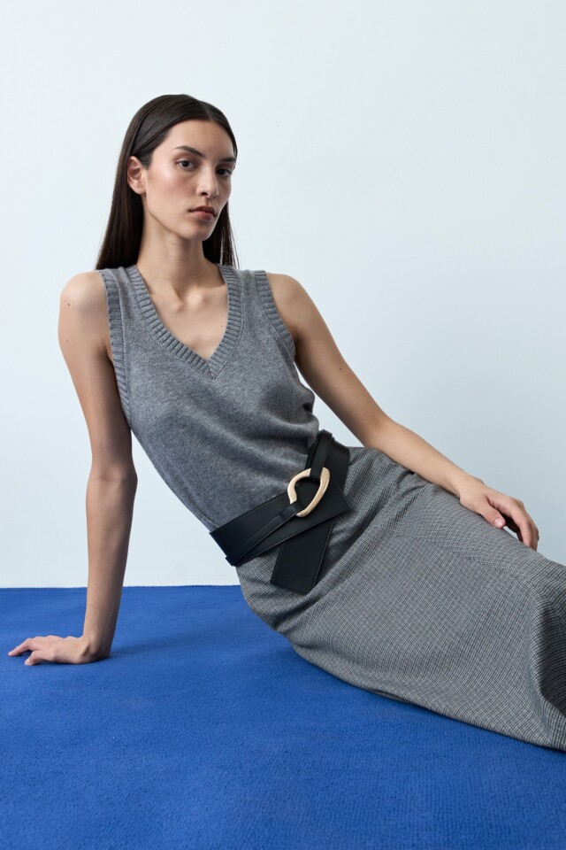 Chaleco escote V gris melange