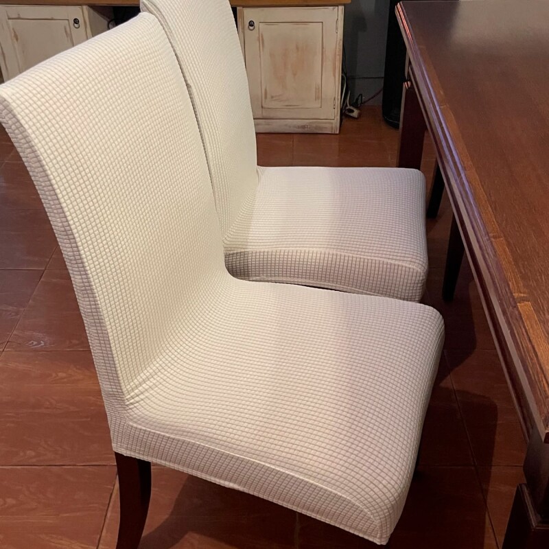 Set 6 fundas para silla cubre asientos elastizada lisa crema