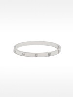 Pulsera Rígida Con Cristales - Acero Inoxidable plateado