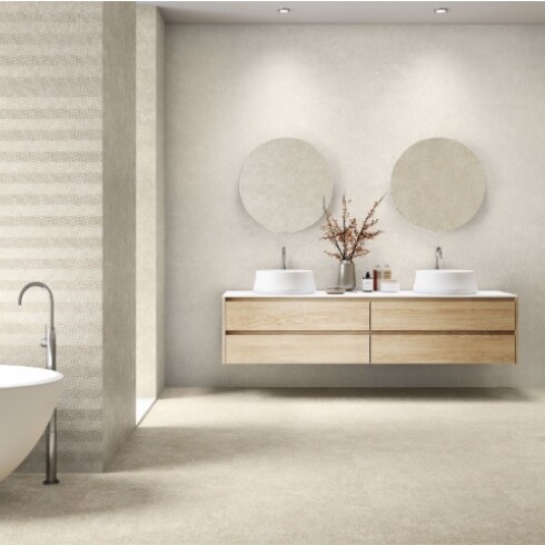 Ceramica Beige Mate Decorado Textura 30X90Cm Para Pared 000