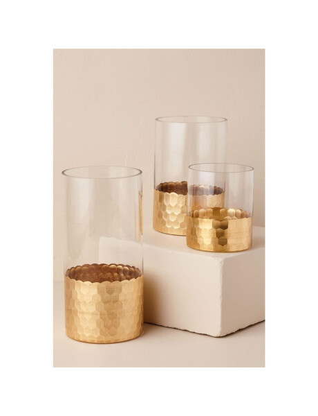 FLORERO VIDRIO TRANS. D10x15CM DORADO FLORERO VIDRIO TRANS. D10x15CM DORADO