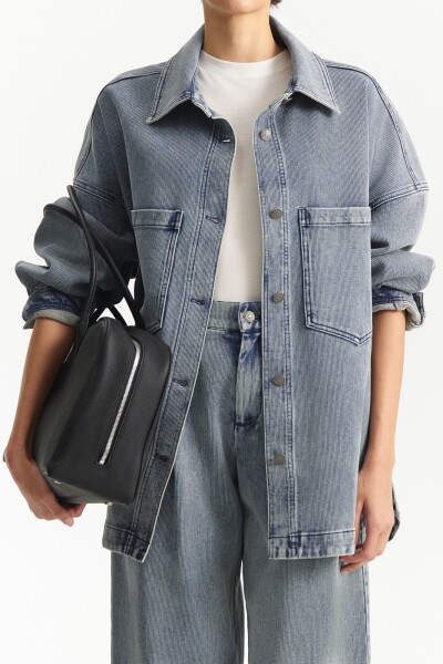 CHAQUETA DENIM Celeste