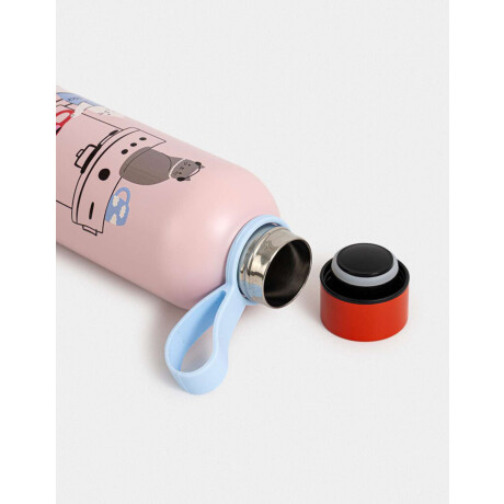 Botella De Acero De 500ml Con Strap De Silicona Rosa Claro