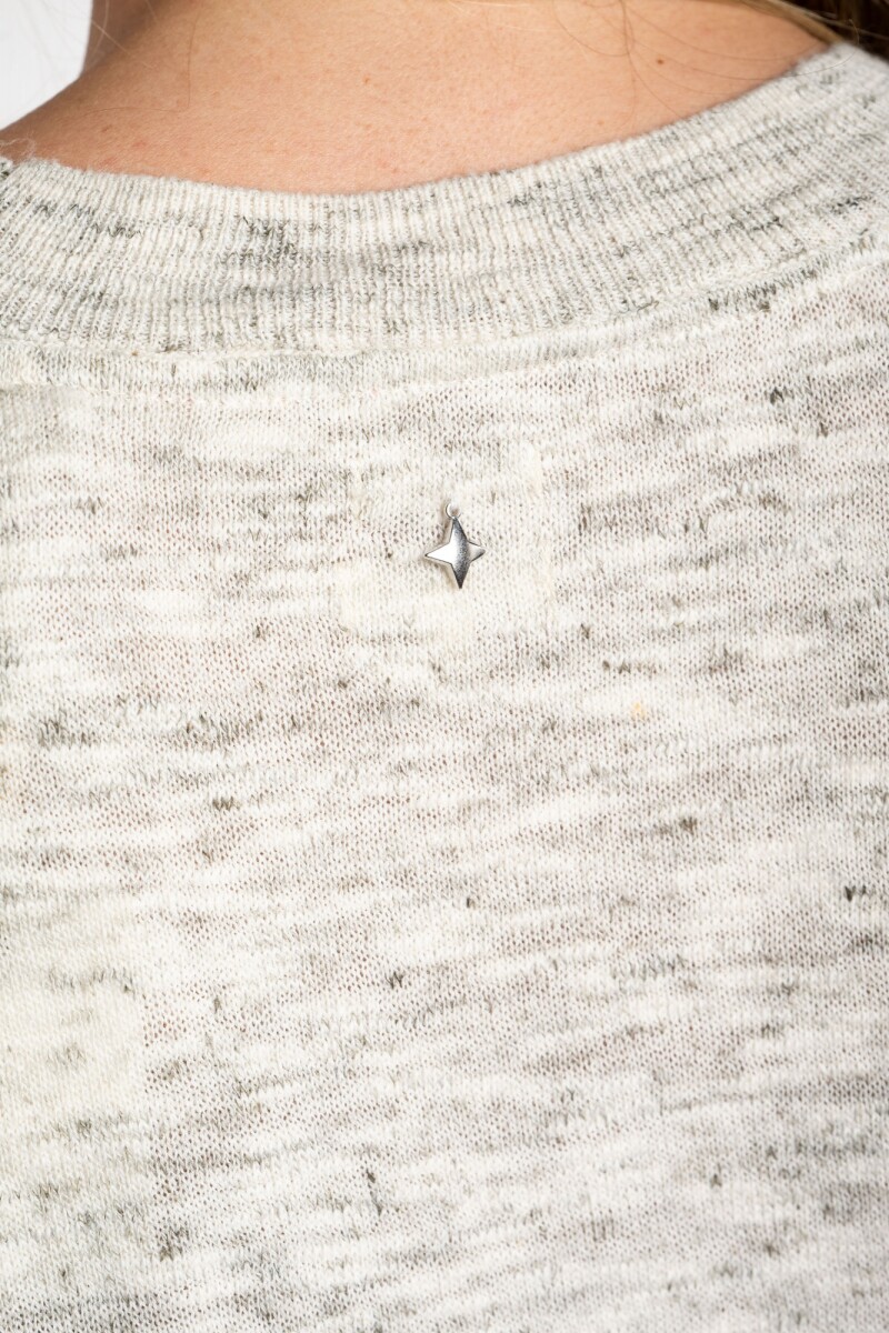 Sweater Manga Volado Gris Melange