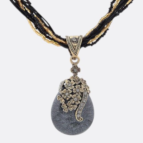 Collar Gema Mujer Varios Colores Negro