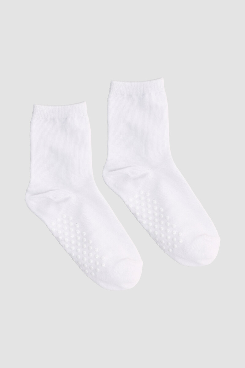 Medias lisas con antideslizante - Blanco 