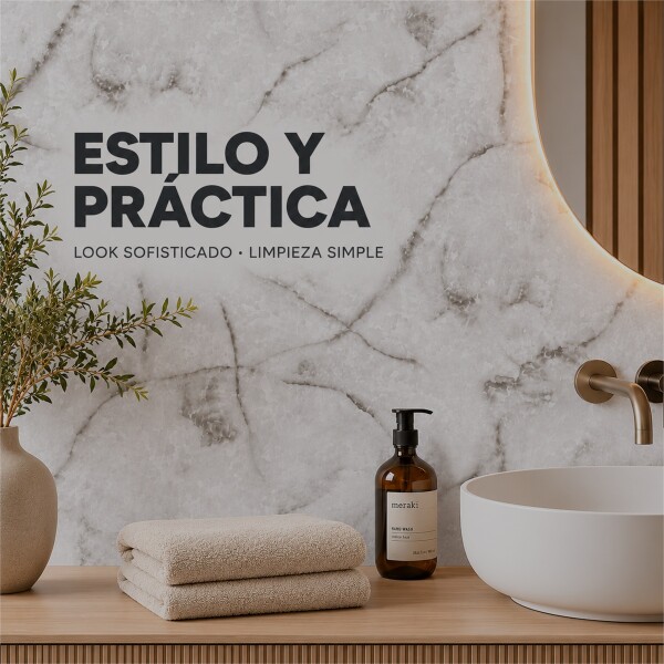 Pack x10 Placa PVC Símil Mármol 2,44x1,22m 3mm Resistente Mármol Gris 3