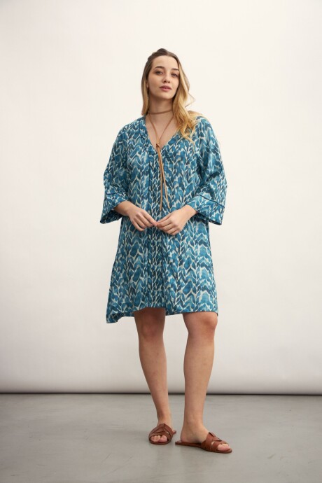 Vestido Vico Estampado Celeste