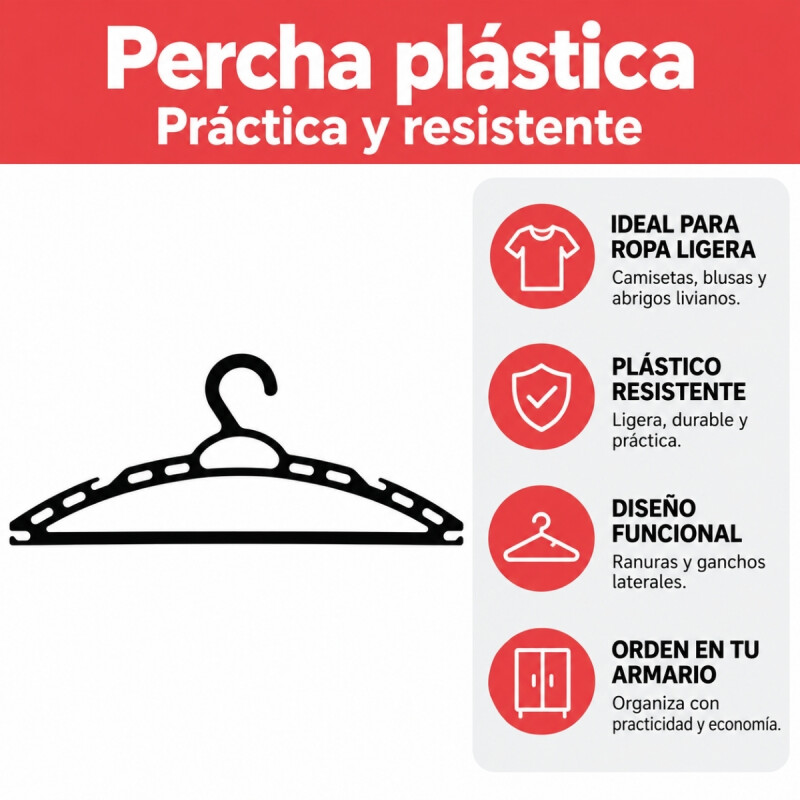 Pack X5 Perchas plásticas NEGRO
