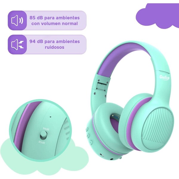 Auriculares Bluetooth Vincha Inalambricos Led Recargable Color Variante Verdevioleta