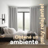 Cortina 100% Blackout 2Paños 140x220 Textura Lino Doble Faz Variante Color Gris Claro