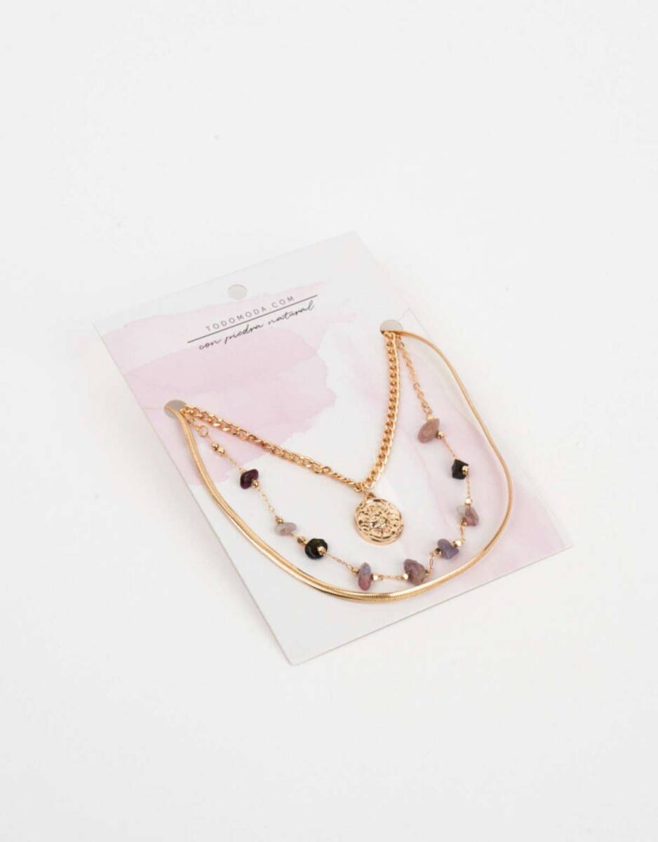 Collar Con Piedritas - Dorado 