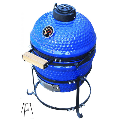 Kamado 13" Azul con soporte elevador de obsequio Kamado 13" Azul con soporte elevador de obsequio