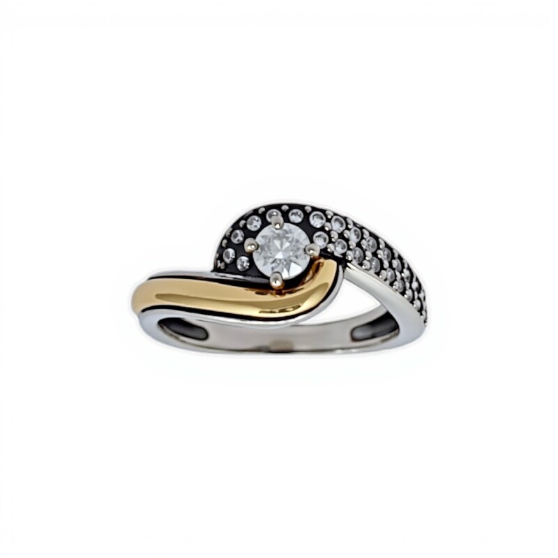 Anillo Halo-Plata y Oro-Piedra Zirconia-AN5444 conpiedra
