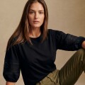 Imagen de Remera Algodón Combinada - Negro